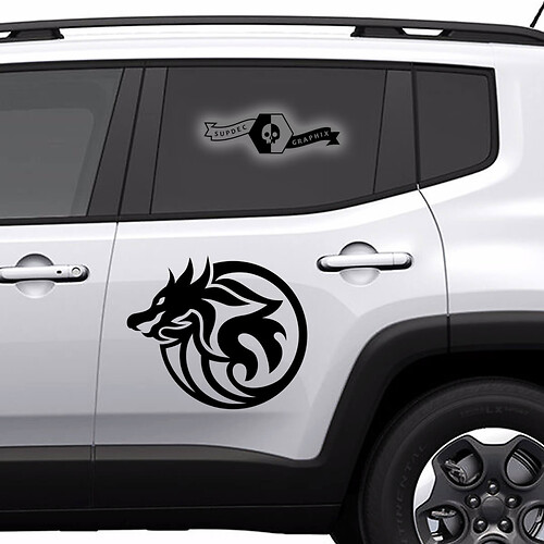 Abbina qualsiasi logo per auto porta moderna ANIMALI Drago Nuove strisce per porte laterali Adesivi Decalcomanie Kit grafico
