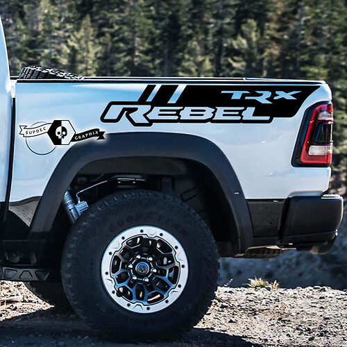 2x Dodge Ram TRX Rebel 2022+ 2023+ 1500 Bed Side TRX Truck adesivi in ​​vinile decalcomanie grafiche
