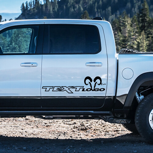 Adesivo in Vinile Personalizzato con Testo e Logo Hemi Style per Porta Dodge Ram 1500