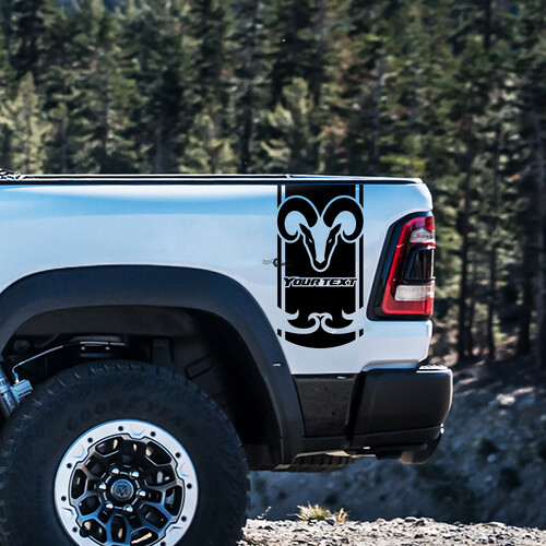 Kit di adesivi in vinile personalizzati stile Hemi per il fianco del letto Dodge Ram Rebel 1500 TRX