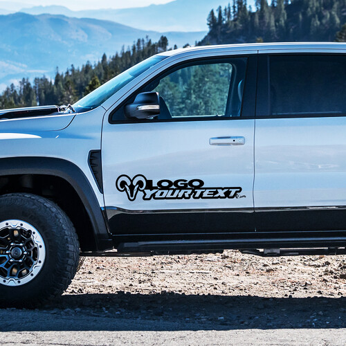 Adesivo Vinile Laterale Stile Hemi con Testo e Logo Personalizzati per Dodge Ram 1500