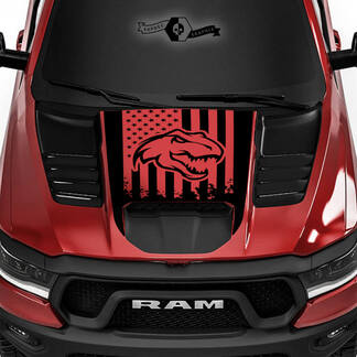 Dodge Ram Rebel 2022+ 2023+ 1500 TRX T-Rex Cappuccio Bandiera USA Distrutto TRX Camion Vinile Decal Grafico
