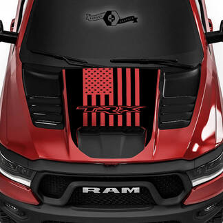 Dodge Ram Rebel 2022+ 2023+ 1500 TRX Cappuccio Bandiera USA TRX Camion Vinile Decal Grafico
