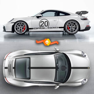 Coppia Porsche 911 Porsche Carrera Rocker Panel Hood Roof Side Stripes Door Kit Decal Sticker
