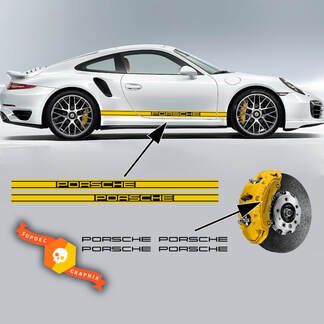 Coppia Porsche 911 996 Carrera turbo 2 Colori Decalcomanie Strisce Laterali + 4 Pinze Freno Decalcomanie Adesivi Vinile Decalcomanie
