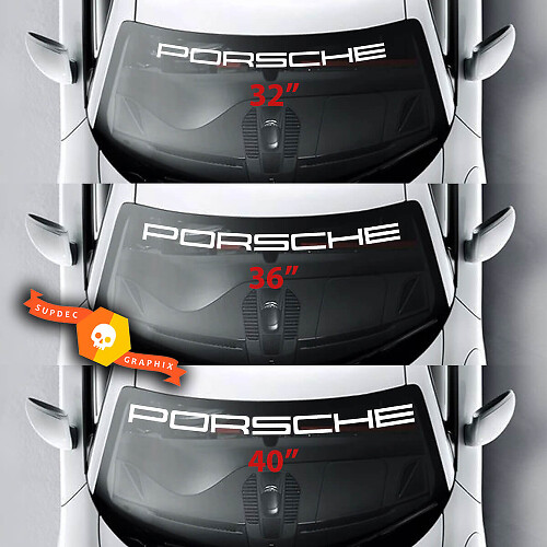 Kit di strisce per parabrezza a ragno con logo Porsche adesivo
