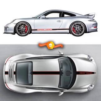 Coppia Porsche 911 Porsche Carrera Rocker Panel Hood Roof 2 Colors Side Stripes Door Kit Decal Sticker
