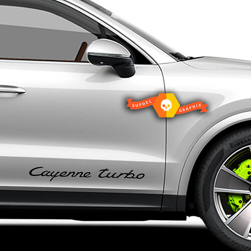 Coppia di decalcomanie laterali per porte Cayenne Turbo per Porsche Cayenne