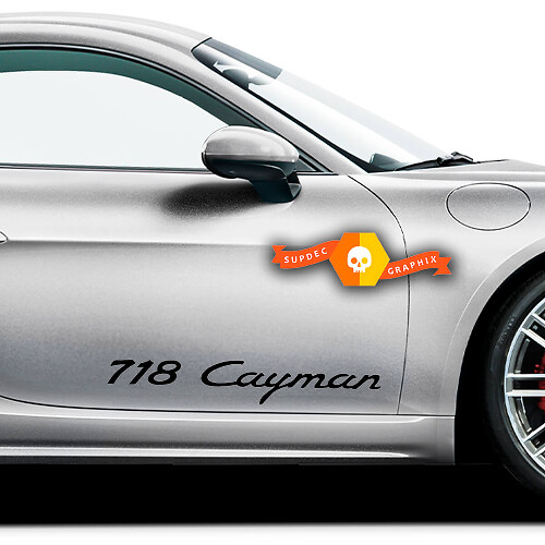 Coppia Adesivi Porsche Cayman 718 Porsche Adesivo Laterale Porte
