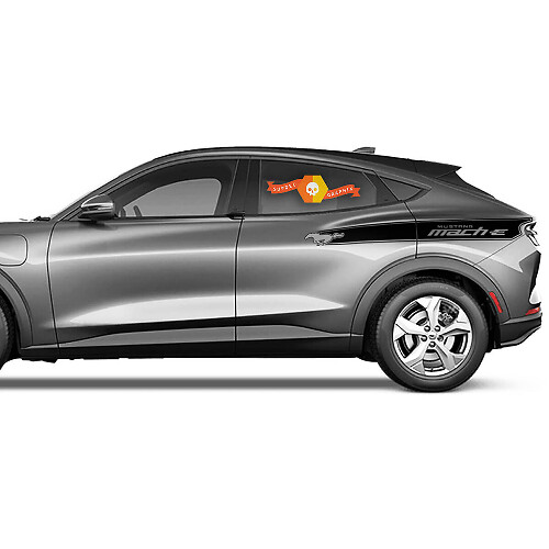 Logo strisce laterali adesivo in vinile per auto Ford Mustang MACH-E Shelby racing stripes.
