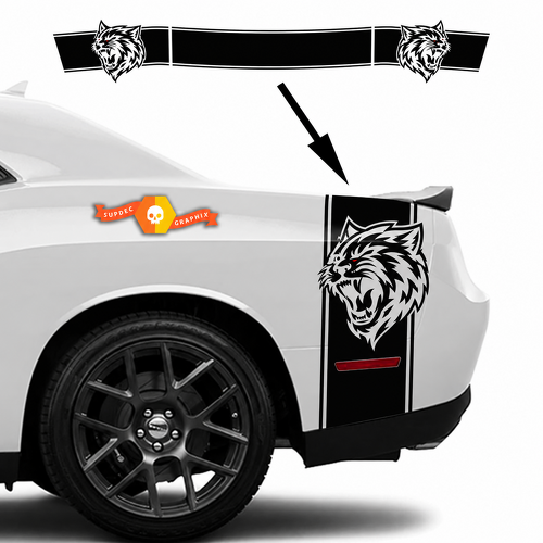 Custom Cat Head Side and Tail Band Kit Parafango posteriore Baule Adesivo in vinile per Dodge Challenger Hellcat 2015-2023