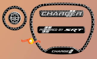 Set di caricabatterie Black White SRT Steering WHEEL TRIM RING emblema decalcomania a cupola Charger Dodge

