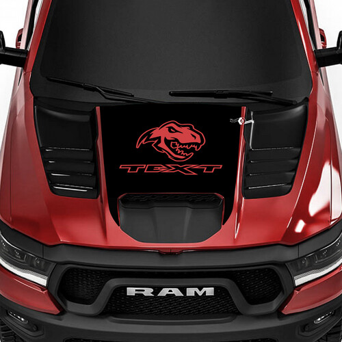 Adesivo in Vinile con Testa di T-Rex Personalizzato per Cofano per RAM 1500 Rebel, TRX 2019-2026