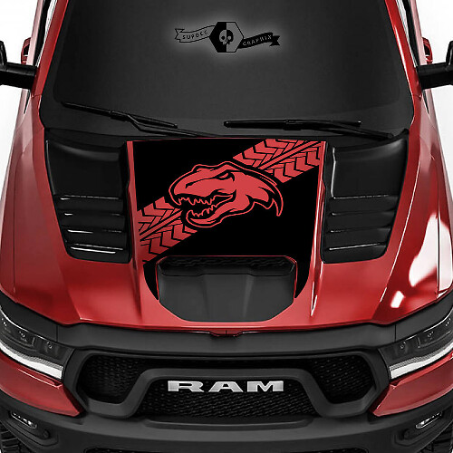 Adesivo in vinile con impronta di pneumatico di dinosauro per cofano Dodge Ram 1500 Rebel TRX