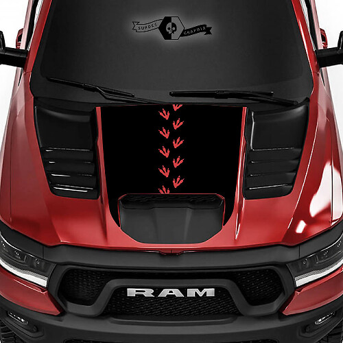 Adesivo in Vinile Con Impronte di Dinosauro per Cofano Dodge Ram 1500 Rebel TRX