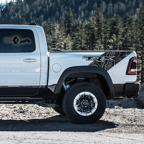Adesivo in vinile da comodino mappa topografica TRX per Dodge Ram 1500 TRX