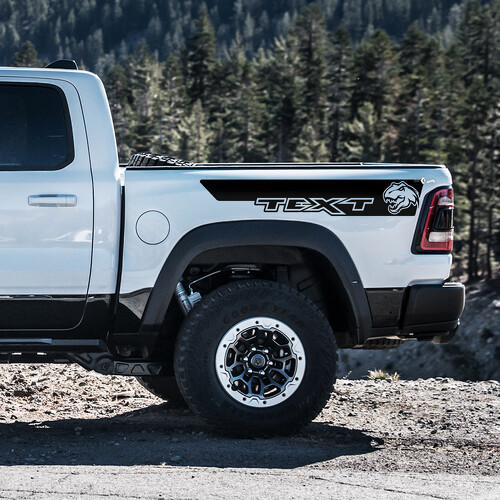 Striscia Testa di T-Rex Adesivo Personalizzato in Vinile per Fianco Letto RAM 1500 Rebel, TRX 2019-2026