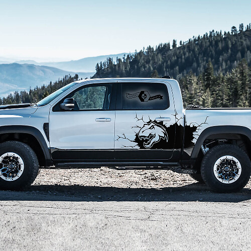 Adesivo Laterale a Testa di Dinosauro in Vinile per Dodge Ram 1500 Rebel TRX