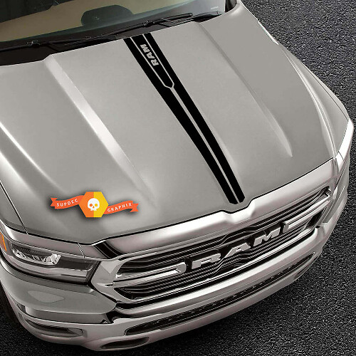 Adesivo in vinile a doppia striscia sottile centrale per cofano per Dodge Ram 1500