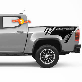 Coppia adesivi Chevrolet ZR2 Chevy Splash Grunge Off-Road Truck Decalcomania in vinile grafica del letto
