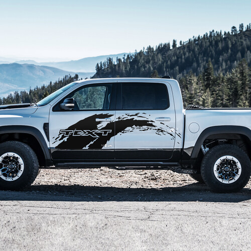 Adesivo in Vinile Personalizzato Testo Splash Fango Porta Laterale per RAM 1500 Rebel, TRX 2019-2026