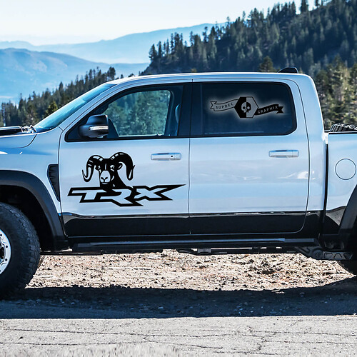2x Dodge Ram Rebel 2022+ 2023+ 1500 TRX Ram porte laterali camion adesivi in ​​vinile decalcomanie grafica
