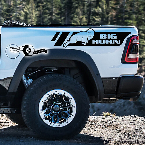 Kit Adesivi in Vinile Laterali Posteriori Big Horn per Dodge Ram 1500