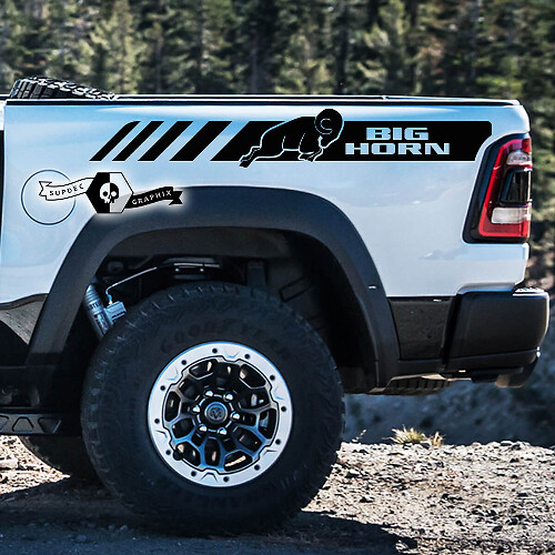 Adesivi in Vinile Strisce Laterali Posteriori Big Horn per Dodge Ram 1500