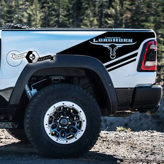 2x Dodge Ram Rebel 2022+ 2023+ 1500 TRX Ram Bed Side Splash Long Horn Laramie Truck Decalcomanie in vinile Grafica
