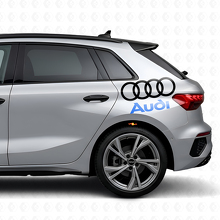 Set di Adesivi Laterali con Scritta Audi e Anelli per Auto Audi_2