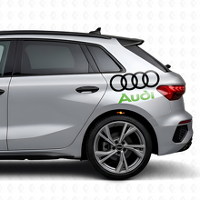 Set di Adesivi Laterali con Scritta Audi e Anelli per Auto Audi_3