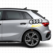 Set di Adesivi Laterali con Scritta Audi e Anelli per Auto Audi_5