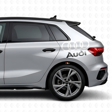 Set di Adesivi Laterali con Scritta Audi e Anelli per Auto Audi_6