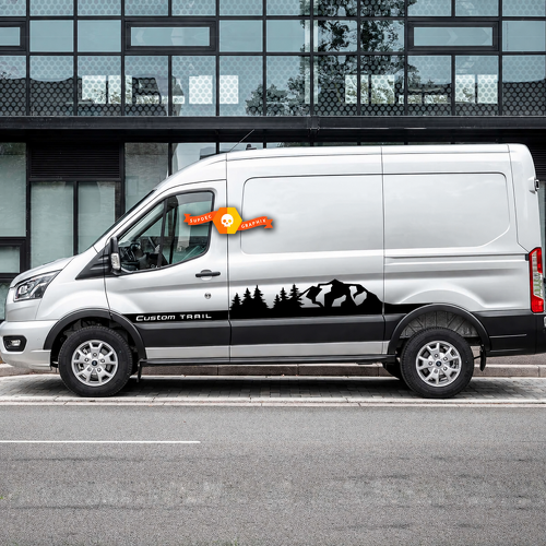 Trail Style Custom Mountain Forest Lower Stripes — Adesivo in vinile (fianco, sottoporta) per Ford Transit