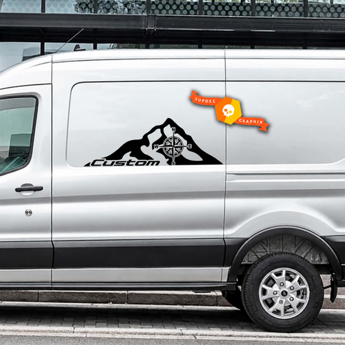 Custom Mountain Compass — Adesivo in vinile (fianco) per Ford Transit