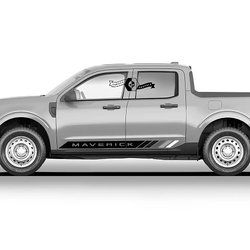 Coppia decalcomanie grafiche Ford Maverick 2022 FX4 Rocker Mountains Panel Logo Maverick adesivi monocromatici
