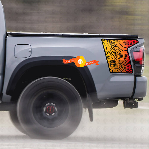 Coppia Toyota TRD lato letto Contour Map modello adesivo decalcomania grafica
