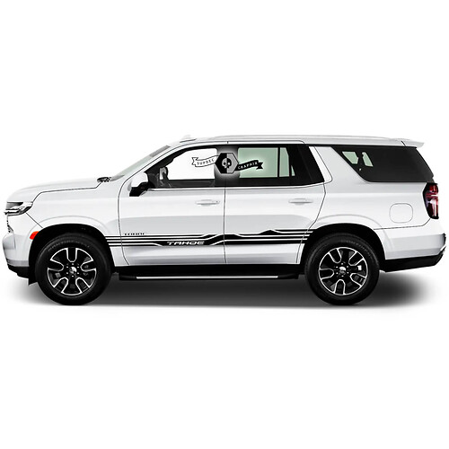2X 2020 grafica a colori multipli Chevrolet Tahoe Stripe Mountains Doors Logo Car Racing adesivo in vinile
