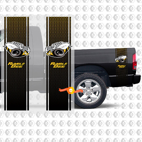 Adesivi in Vinile a Strisce Laterali a Nido d'Ape Stile Rumble Bee per Dodge Ram 1500