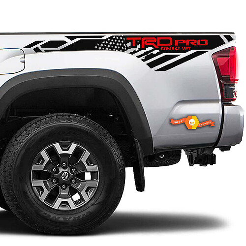 Adesivo in Vinile con Bandiera USA TRD Pro per il Parapetto del Cassone Toyota Tacoma