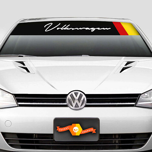 Adesivo Parasole Tergicristallo con Scritta Volkswagen e Bandiera Tedesca per VW Golf