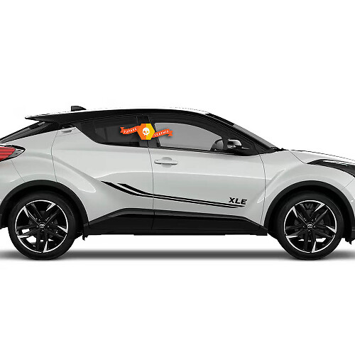 Coppia Toyota C-HR Hybrid Sport XLE Side Doors Vinyl Decal Sticker Graphics Kit

