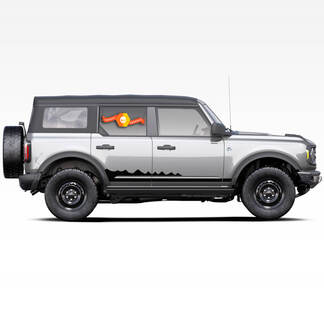 Coppia Ford Bronco 4 porte 2020-2022 Wildtrak Edition Rocker Panel Mountains Kit grafico adesivo decalcomania in vinile
