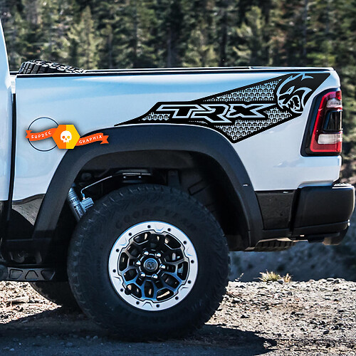 Kit di Adesivi in Vinile Laterali Posteriori TRX Hellcat per Dodge Ram TRX 2021+
