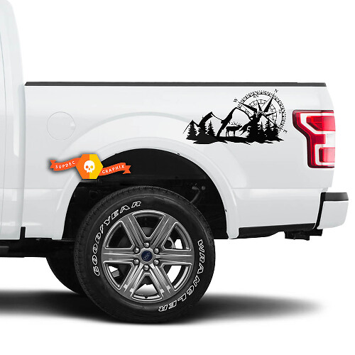 Kit adesivi laterali Compass Mountains in vinile per qualsiasi camion