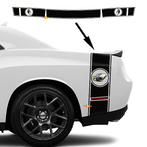 Adesivo in Vinile per Botte Laterale con Strisce Stile Rumble Bee per Dodge Challenger 2022-2023_1