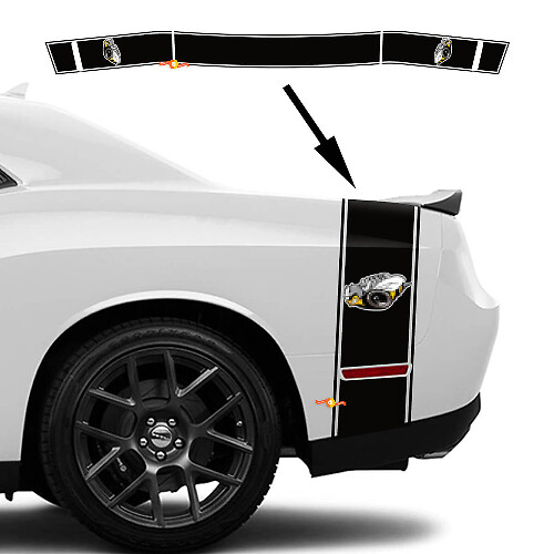 Strisce Contorno Rumble Bee Adesivo Vinile per Bauliera Fiancata Dodge Challenger 2022+