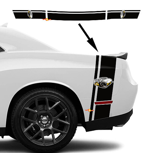 Kit adesivo in vinile con doppie strisce Rumble Bee sul fianco del bagagliaio per Dodge Challenger 2022+