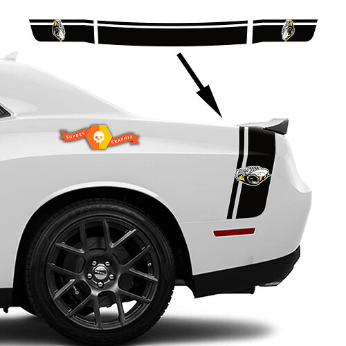 Coppia Nuovo Dodge Challenger 2022+ 2023+ RUMBLE BEE Coda Letto Posteriore Bumblebee Stripe Decalcomania
