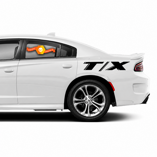 T/X Solid Quarter Lettering Pair Parafango posteriore Adesivo in vinile per Dodge Charger